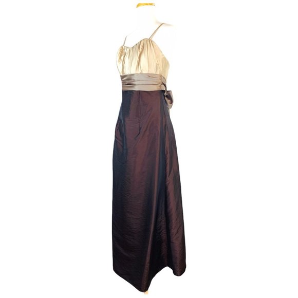 Impression Bridal Formal Maxi Dress Bridesmaids Satin A-line Brown Prom Sweet 16 - Picture 5 of 12